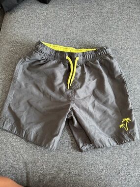 Boy’s Gray Swim Shorts with Yellow Accent